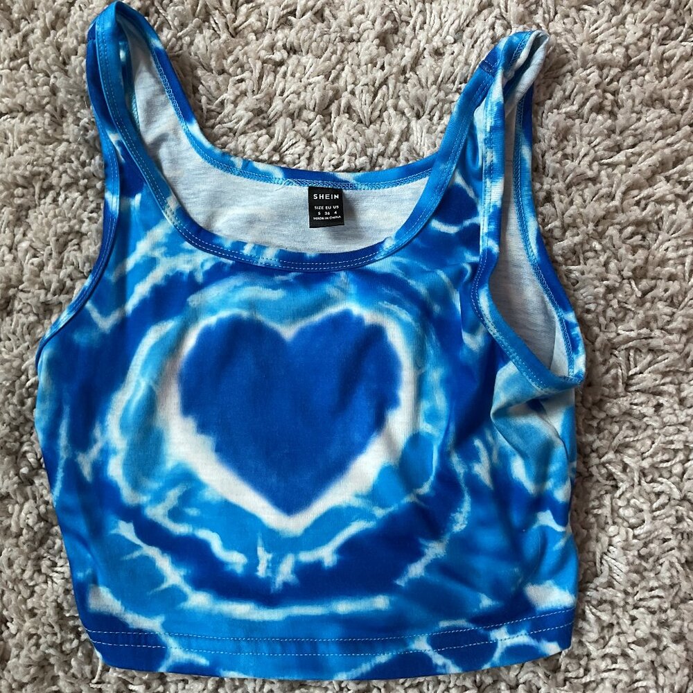 💙SHEIN Blue Tie-Dye Crop Tank Top - Size XS
